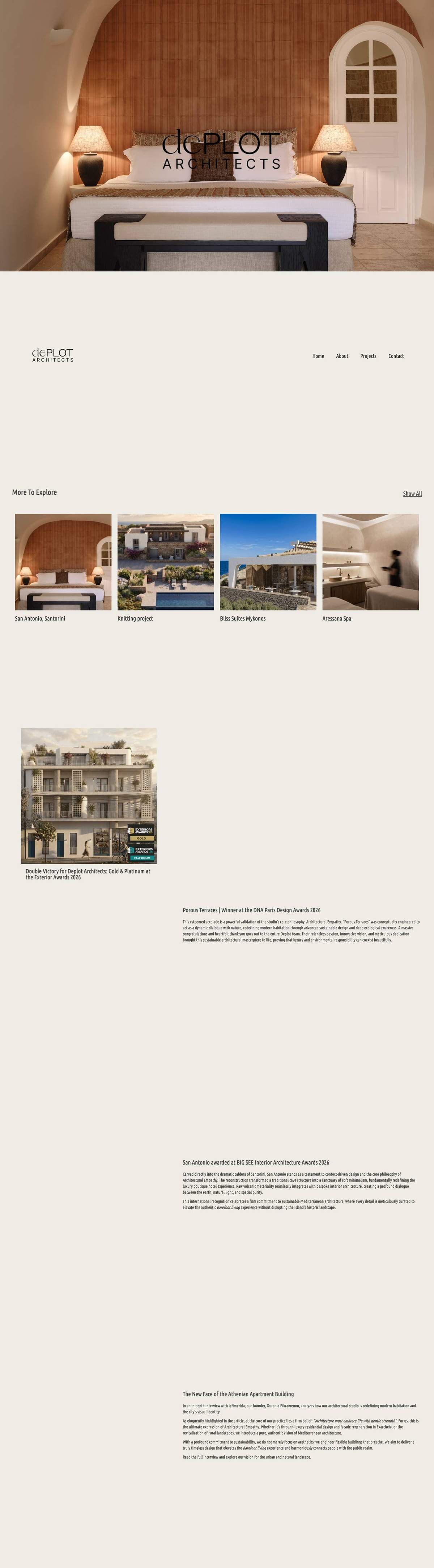 dePLOT Architects, the whole homepage