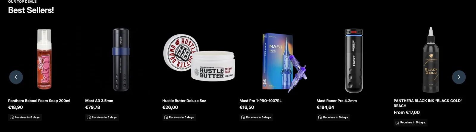 Sacred Supplies: Best sellers with price and delivery time
