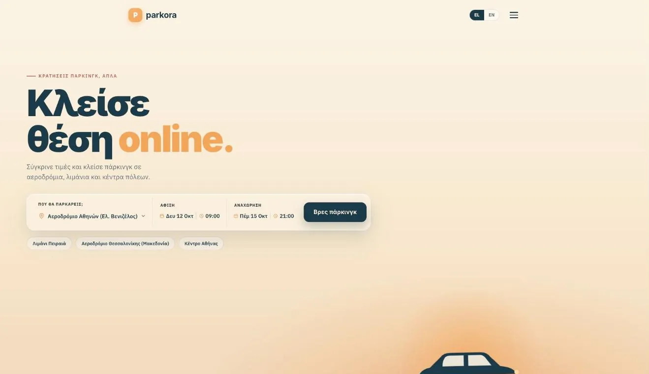 Parkora: Search and booking
